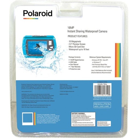 Polaroid - 16MP Waterproof Digital Camera - Teal - Picture 3 of 3